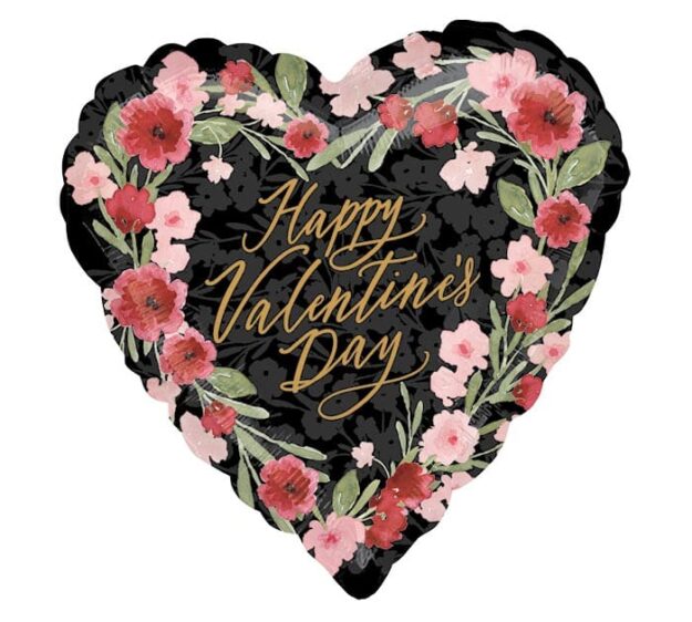 Black Floral Heart