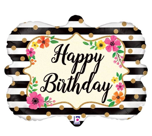 Floral Frame Birthday Mylar