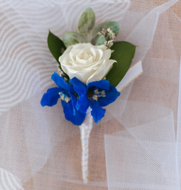 Sapphire Rose Boutonniere